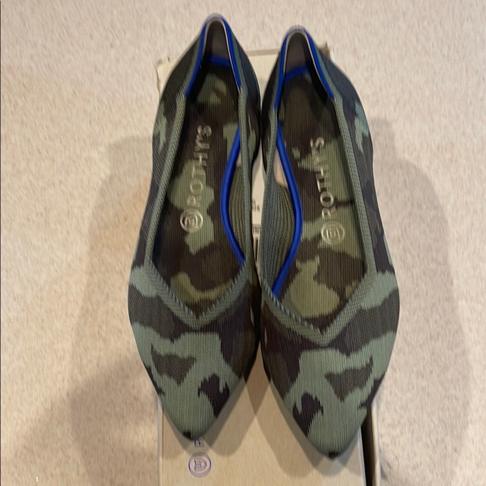 Rothy's Green and Black Flats with Pointed Toe